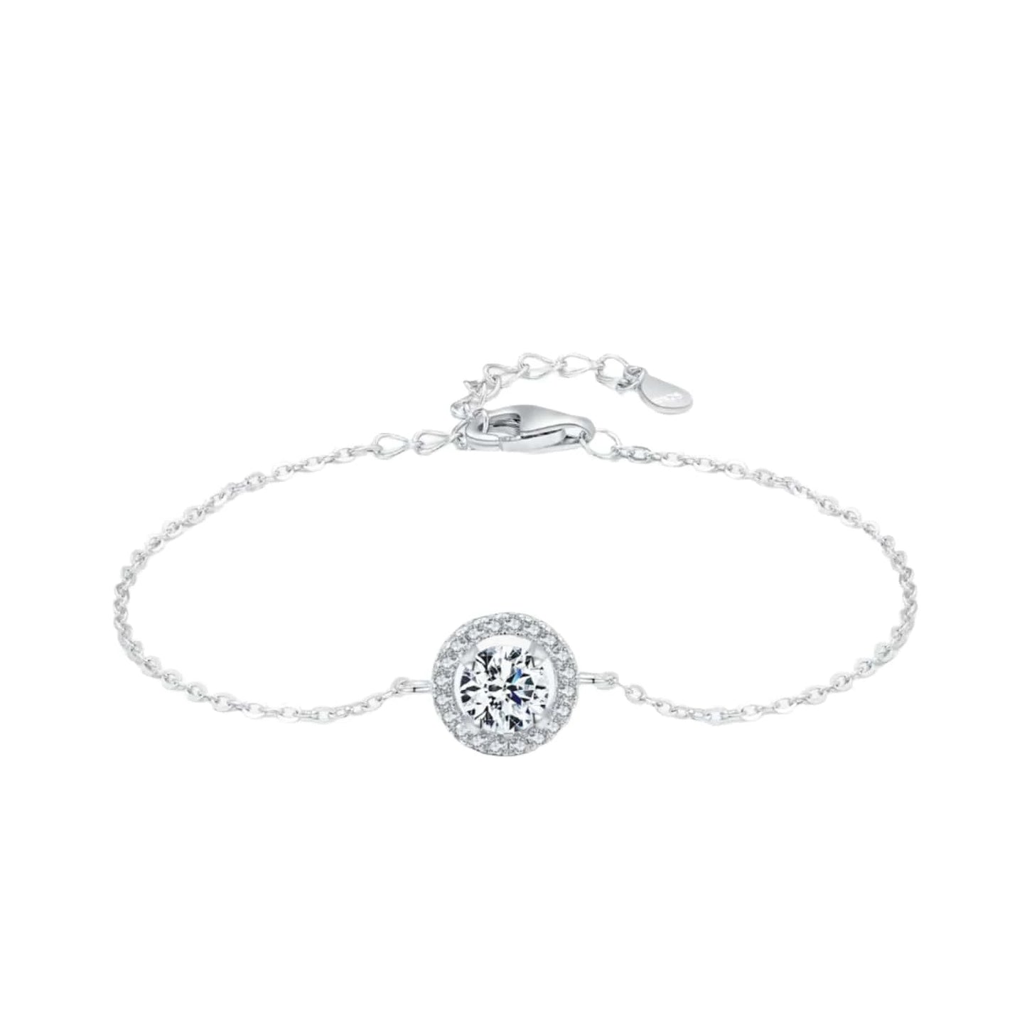 Wee Luxury Silver Bracelets 1Ct Round Sparkling CZ Bracelet in Sterling Silver