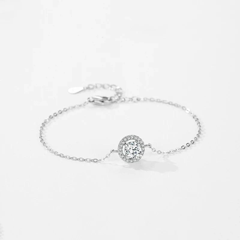 Wee Luxury Silver Bracelets 1Ct Round Sparkling CZ Bracelet in Sterling Silver
