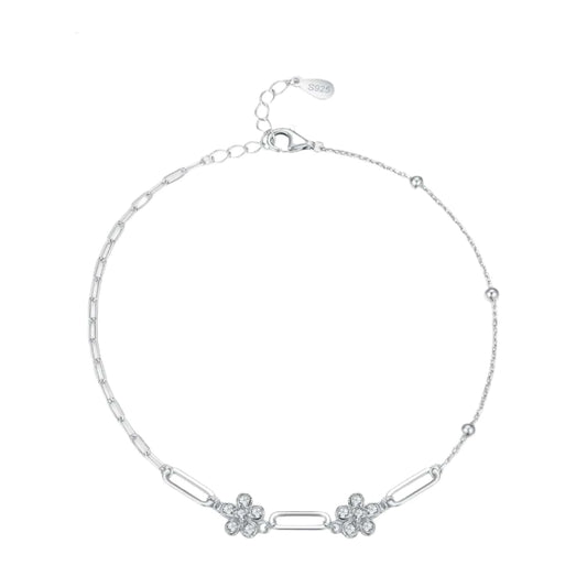 Wee Luxury Silver Bracelets Adjustable Flower Chain Bracelet in Real 925 Silver