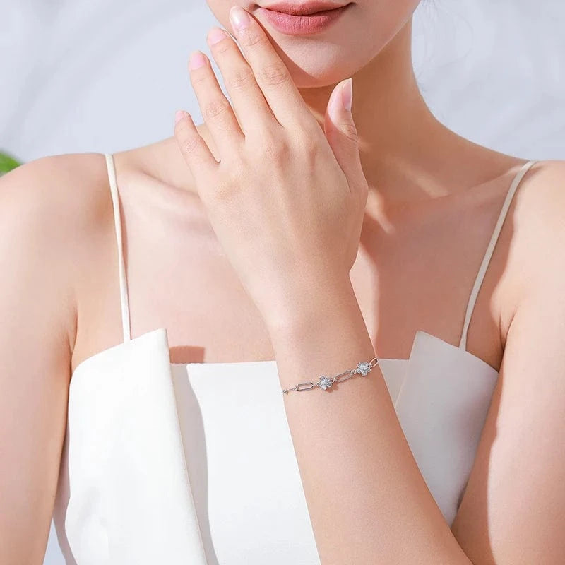 Wee Luxury Silver Bracelets Adjustable Flower Chain Bracelet in Real 925 Silver