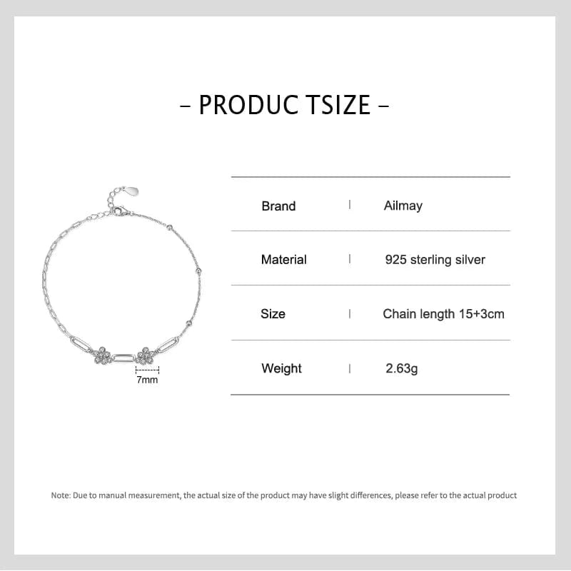 Wee Luxury Silver Bracelets Adjustable Flower Chain Bracelet in Real 925 Silver