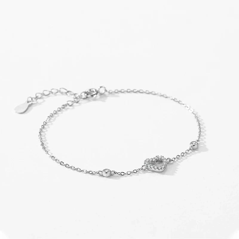 Wee Luxury Silver Bracelets Cute Heart Zirconia Bracelet in Sterling Silver