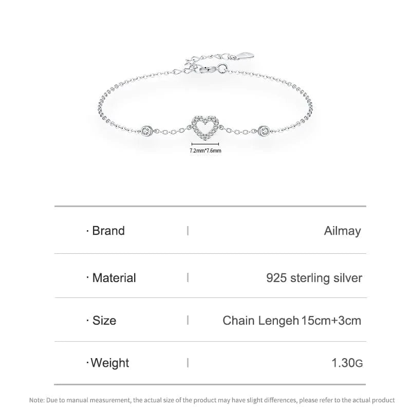 Wee Luxury Silver Bracelets Cute Heart Zirconia Bracelet in Sterling Silver