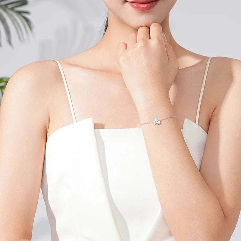 Wee Luxury Silver Bracelets Elegant Heart Zirconia Bracelet in Sterling Silver