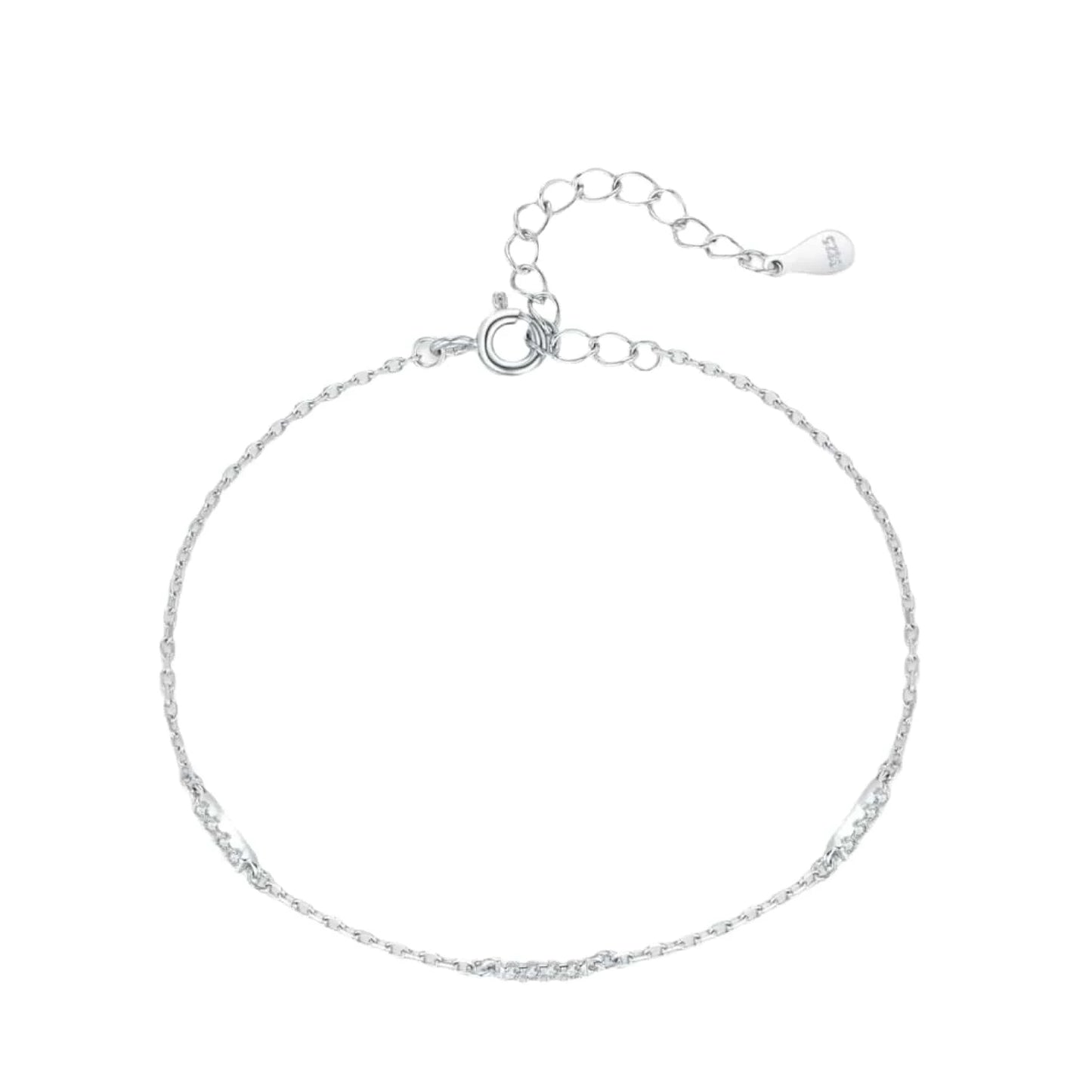 Wee Luxury Silver Bracelets Elegant Zircon Bracelet in 925 Sterling Silver Chain