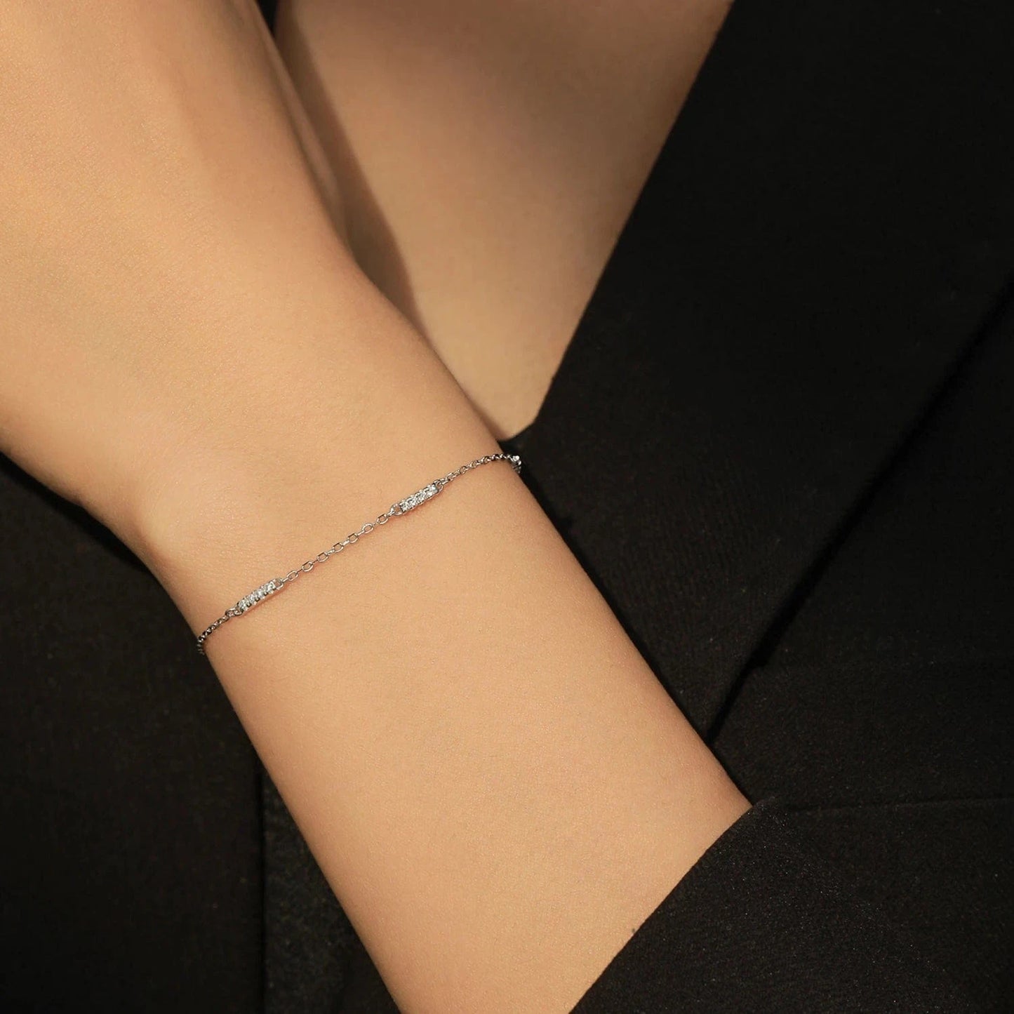 Wee Luxury Silver Bracelets Elegant Zircon Bracelet in 925 Sterling Silver Chain