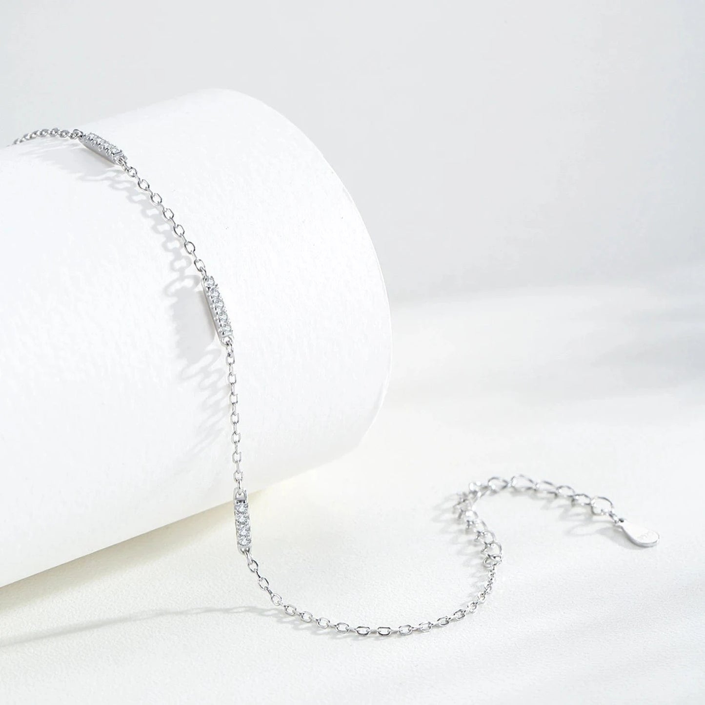 Wee Luxury Silver Bracelets Elegant Zircon Bracelet in 925 Sterling Silver Chain