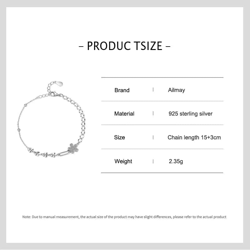 Wee Luxury Silver Bracelets Flower Zircon Bracelet in Sterling Silver Adjustable Chain