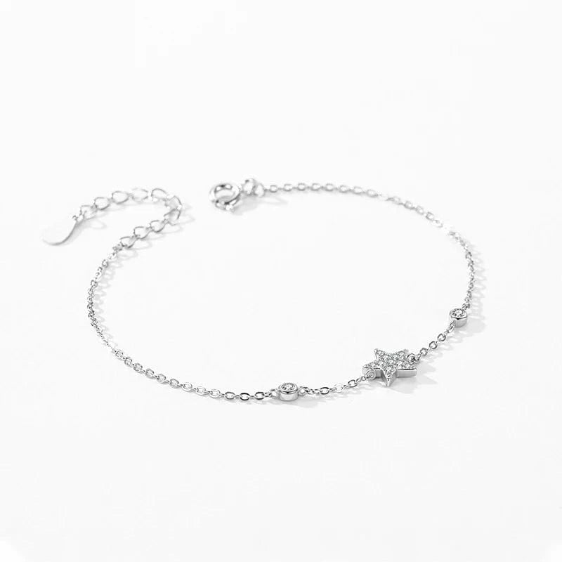 Wee Luxury Silver Bracelets Heart, Star & Moon CZ Bracelet in Sterling Silver