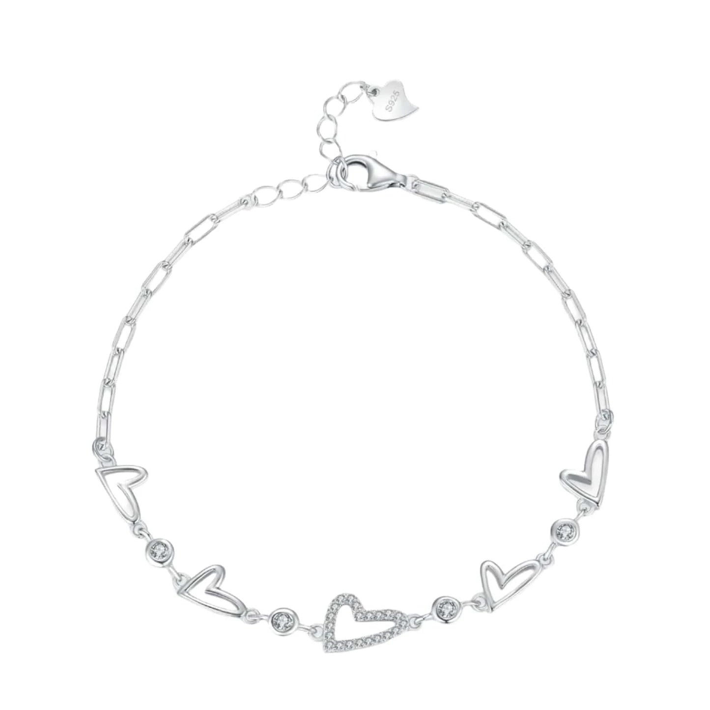 Wee Luxury Silver Bracelets Heart Zirconia Bracelet in Pure Sterling Silver
