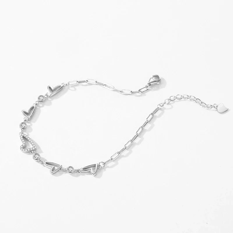Wee Luxury Silver Bracelets Heart Zirconia Bracelet in Pure Sterling Silver