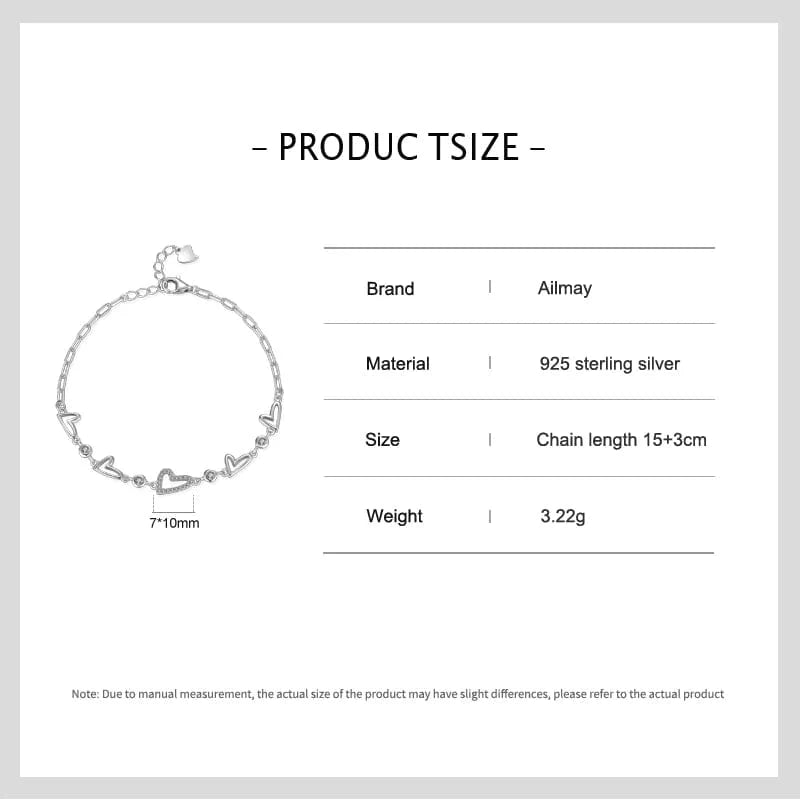 Wee Luxury Silver Bracelets Heart Zirconia Bracelet in Pure Sterling Silver