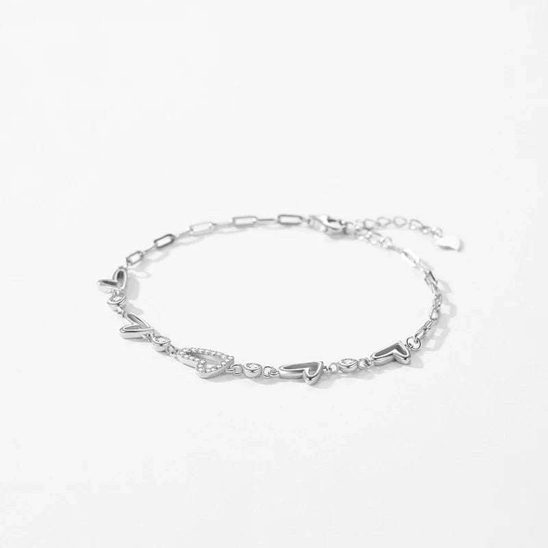 Wee Luxury Silver Bracelets Heart Zirconia Bracelet in Pure Sterling Silver