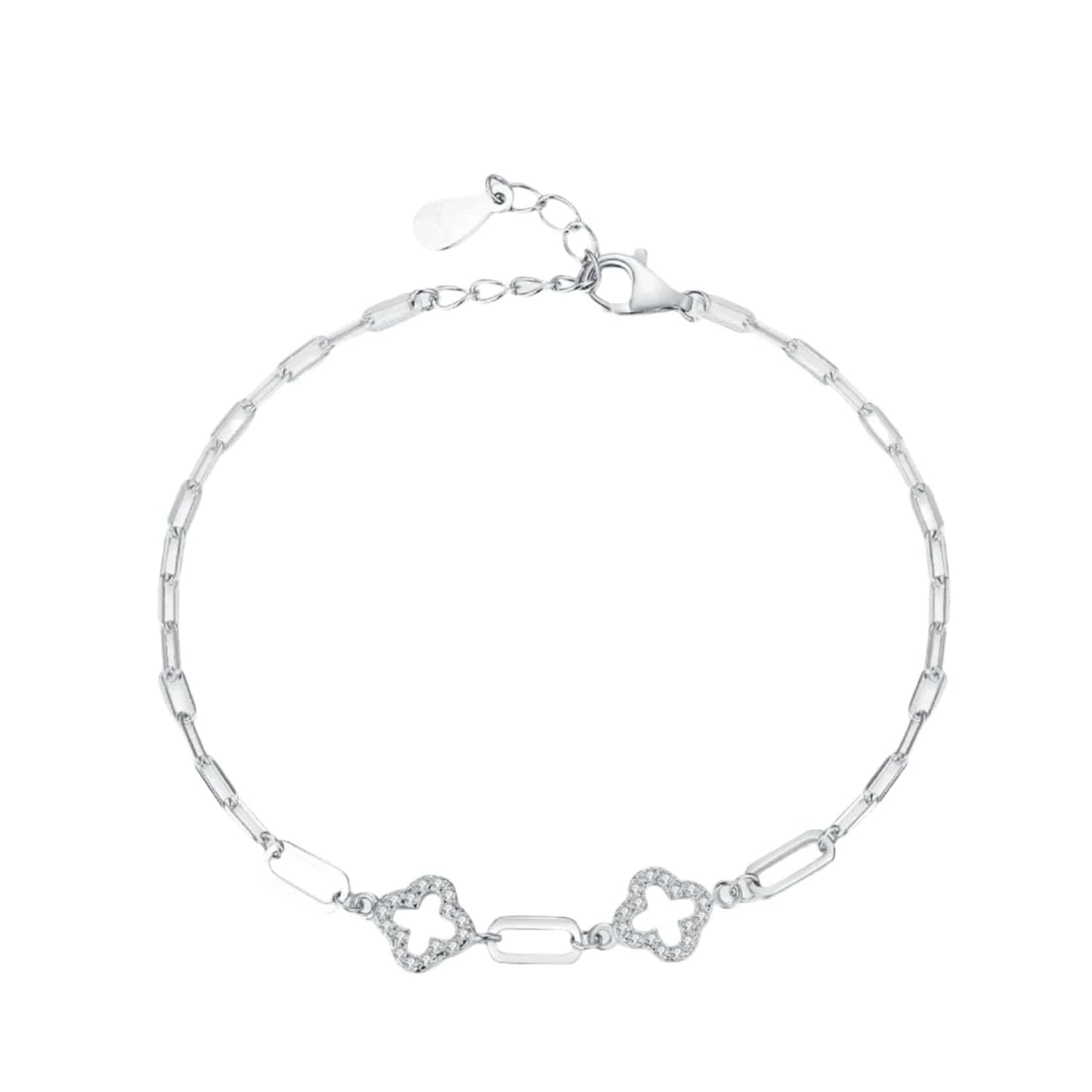 Wee Luxury Silver Bracelets Lucky Grass Cubic Zirconia Bracelet in 925 Silver