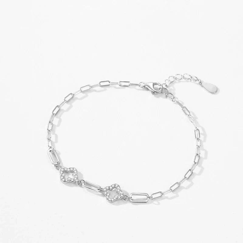 Wee Luxury Silver Bracelets Lucky Grass Cubic Zirconia Bracelet in 925 Silver