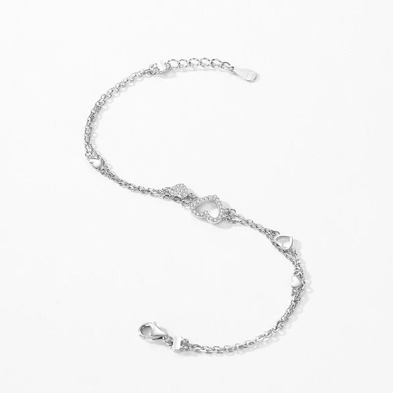 Wee Luxury Silver Bracelets Romantic Heart CZ Bracelet in Sterling Silver