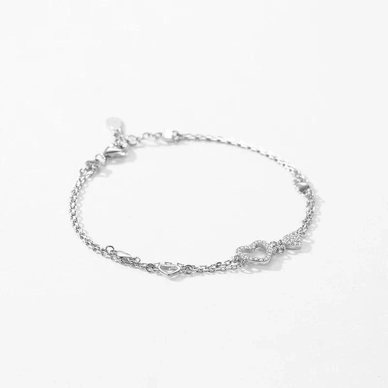 Wee Luxury Silver Bracelets Romantic Heart CZ Bracelet in Sterling Silver