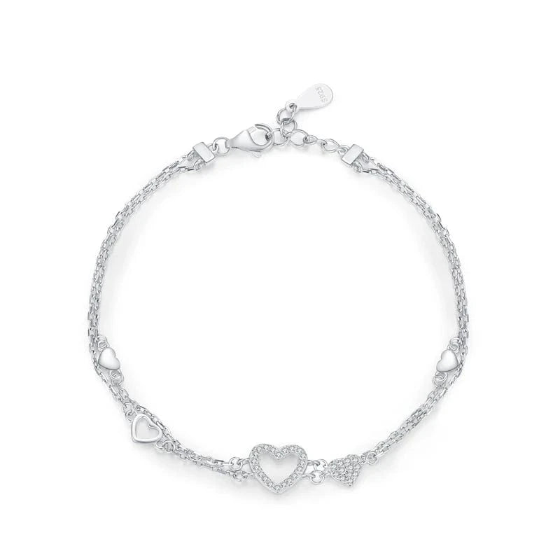 Wee Luxury Silver Bracelets Romantic Heart CZ Bracelet in Sterling Silver