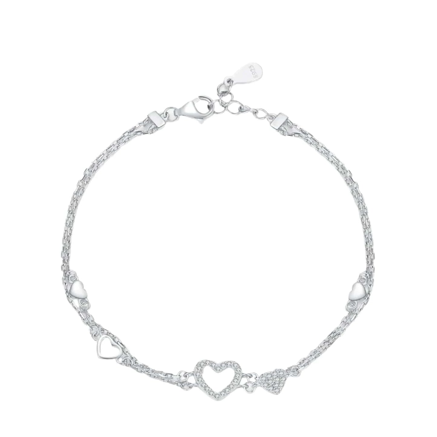 Wee Luxury Silver Bracelets Romantic Heart CZ Bracelet in Sterling Silver