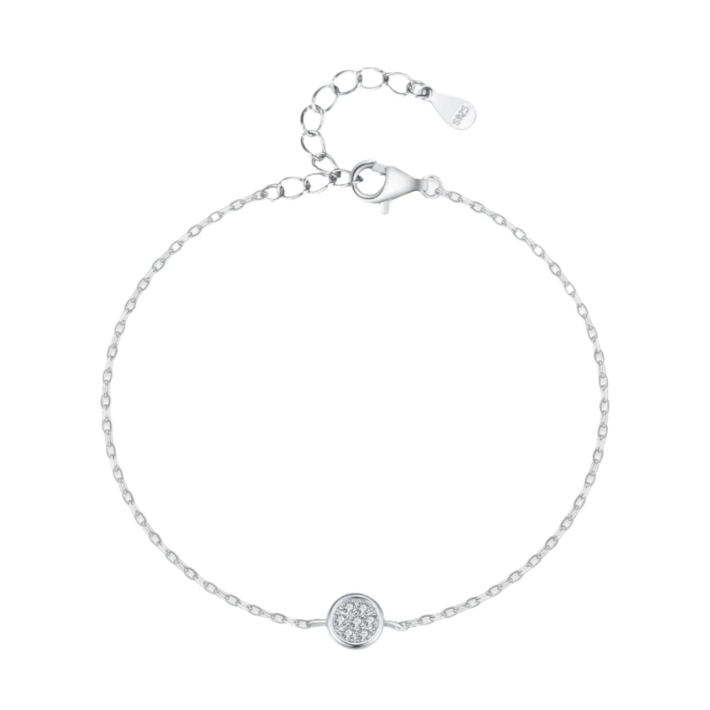Wee Luxury Silver Bracelets Round Cubic Zirconia Bracelet in Real 925 Silver