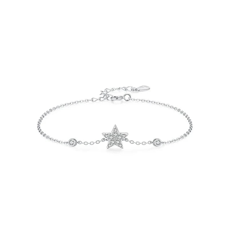 Wee Luxury Silver Bracelets SL1629 Heart, Star & Moon CZ Bracelet in Sterling Silver