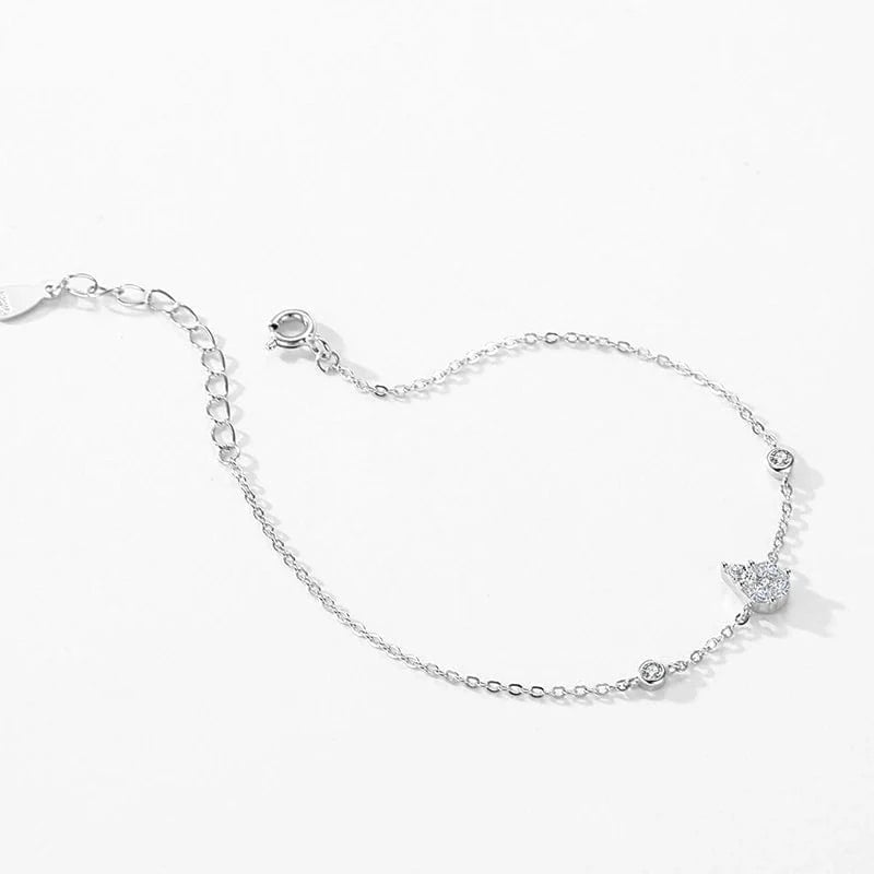 Wee Luxury Silver Bracelets Water Drop CZ Platinum Bracelet in 925 Silver