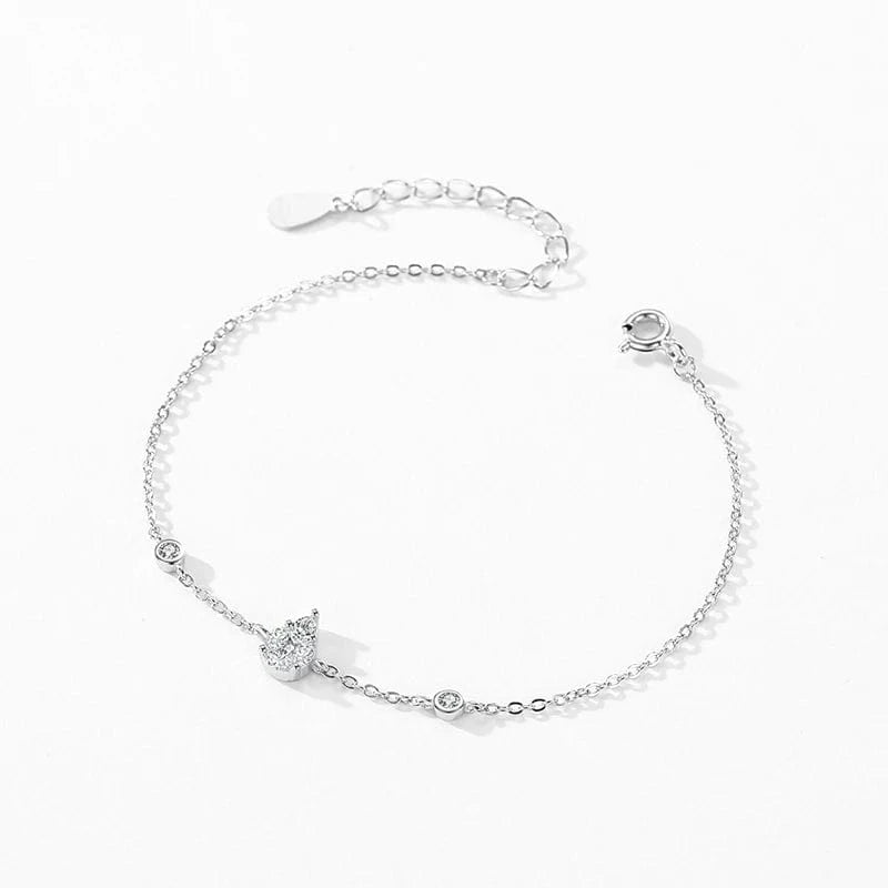 Wee Luxury Silver Bracelets Water Drop CZ Platinum Bracelet in 925 Silver