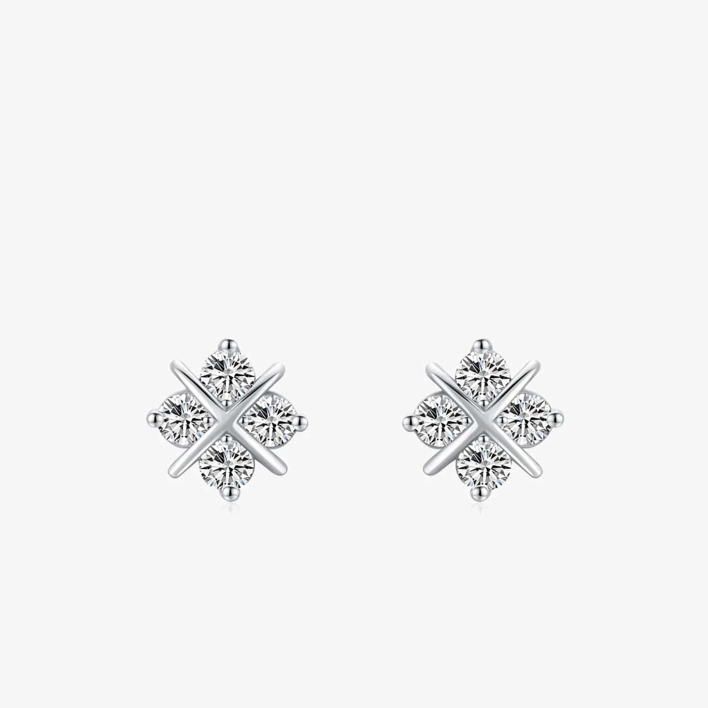 Wee Luxury Silver Earrings Clear CZ Flower Stud Earrings, Sterling Silver