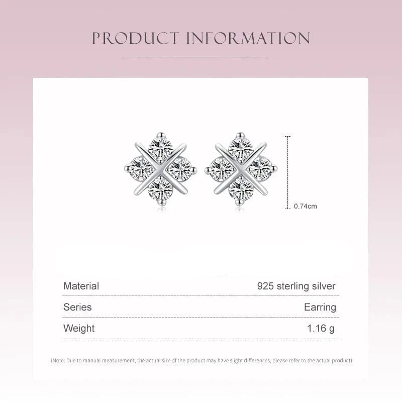 Wee Luxury Silver Earrings Clear CZ Flower Stud Earrings, Sterling Silver