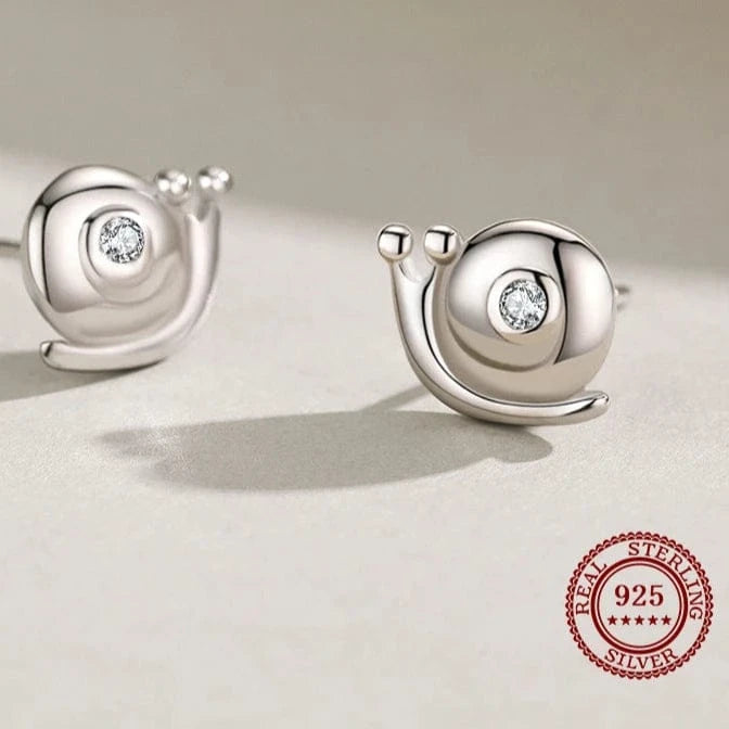 Wee Luxury Silver Earrings Cute Snail Earrings in Real Sterling Silver