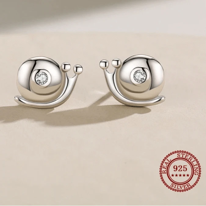 Wee Luxury Silver Earrings Cute Snail Earrings in Real Sterling Silver