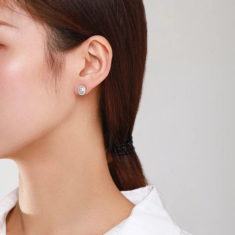 Wee Luxury Silver Earrings Egg-Shaped CZ Earrings in Authentic Sterling Silver