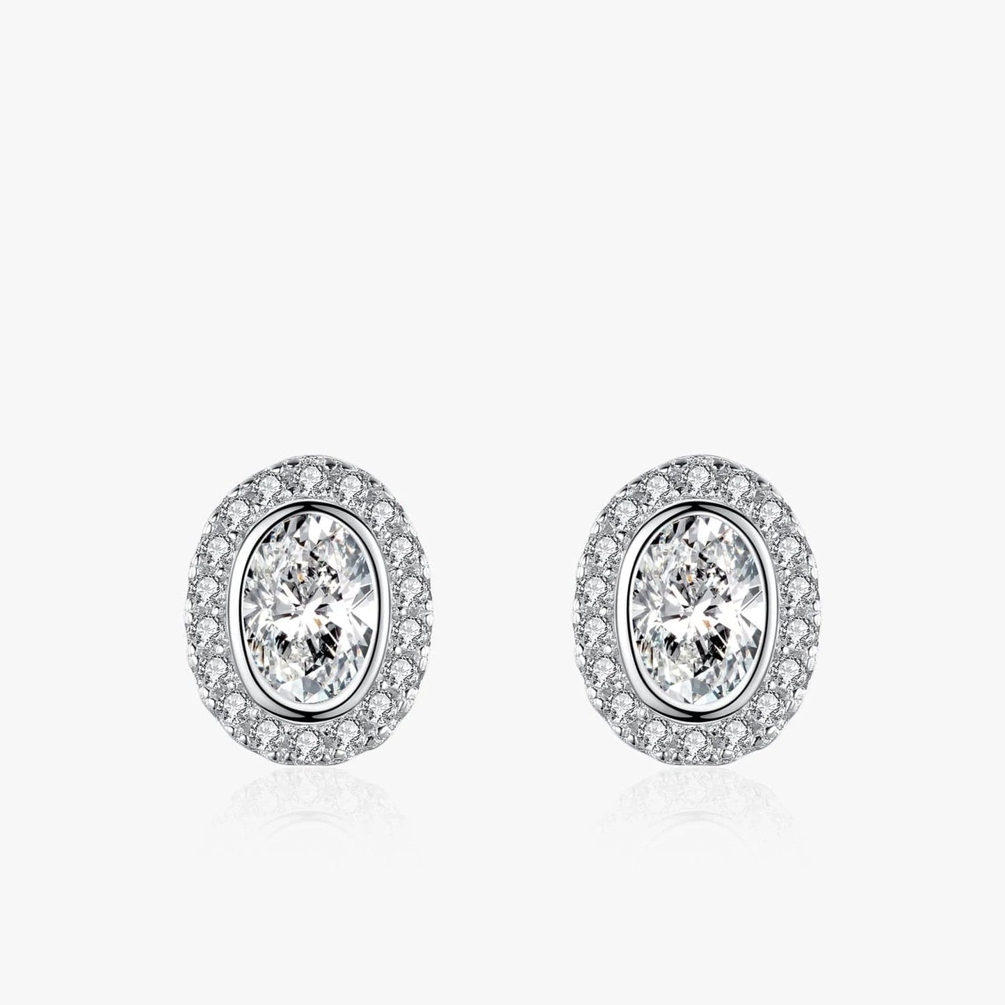Wee Luxury Silver Earrings Egg-Shaped CZ Earrings in Authentic Sterling Silver