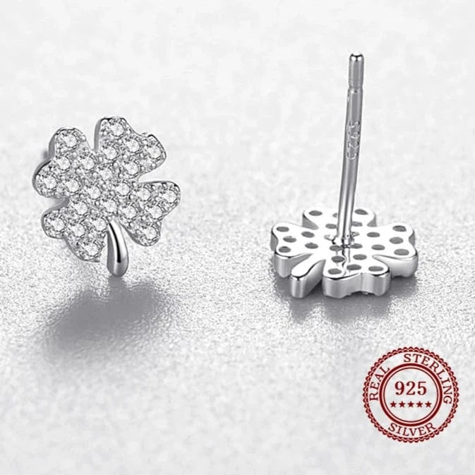 Wee Luxury Silver Earrings FourLeaf Clover Earrings in Sterling Silver