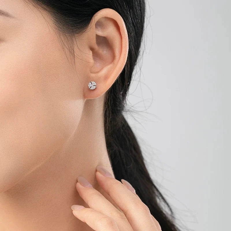 Wee Luxury Silver Earrings Geometric CZ Stud Earrings in 925 Sterling Silver