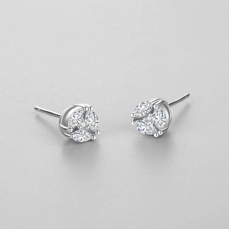 Wee Luxury Silver Earrings Geometric CZ Stud Earrings in 925 Sterling Silver
