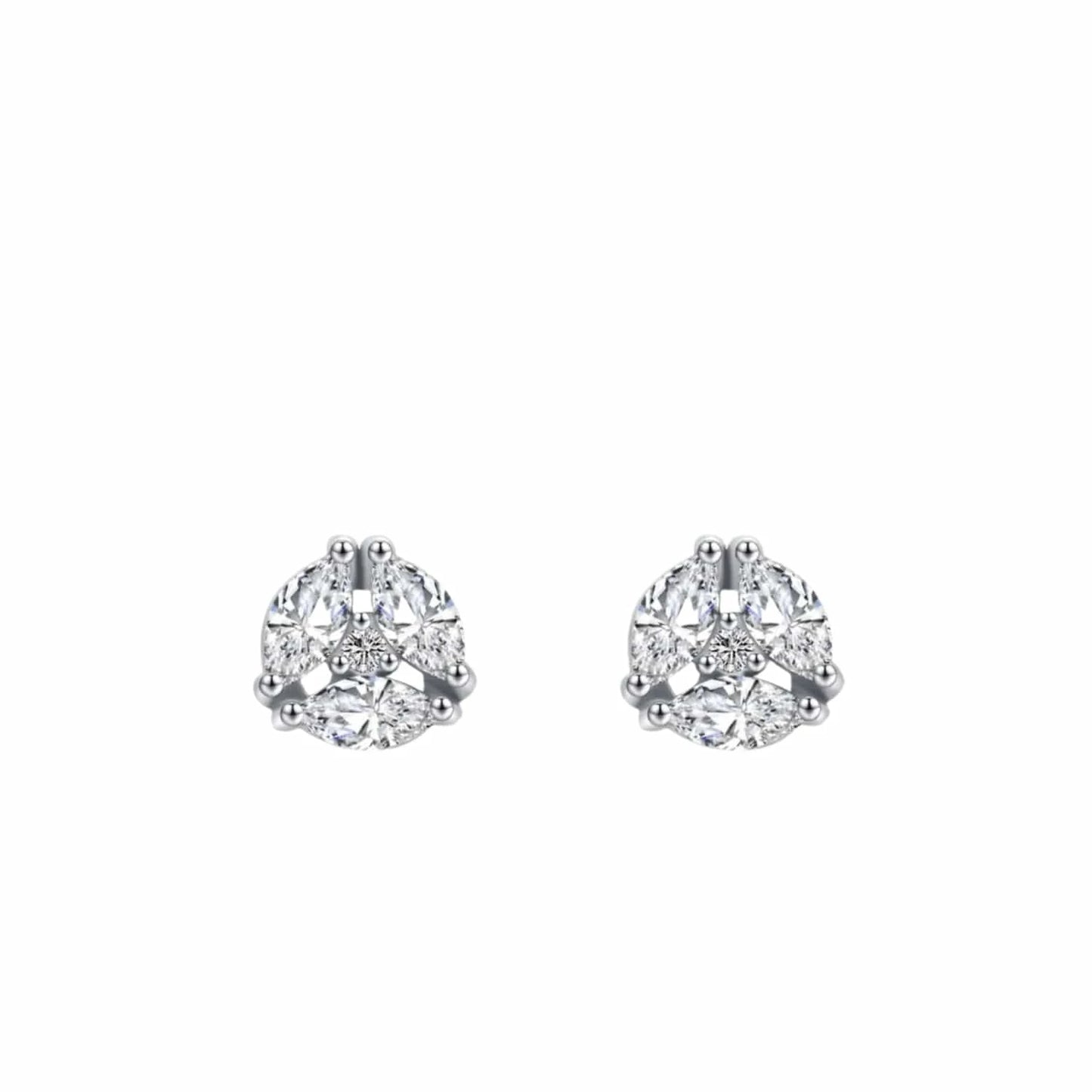 Wee Luxury Silver Earrings Geometric CZ Stud Earrings in 925 Sterling Silver
