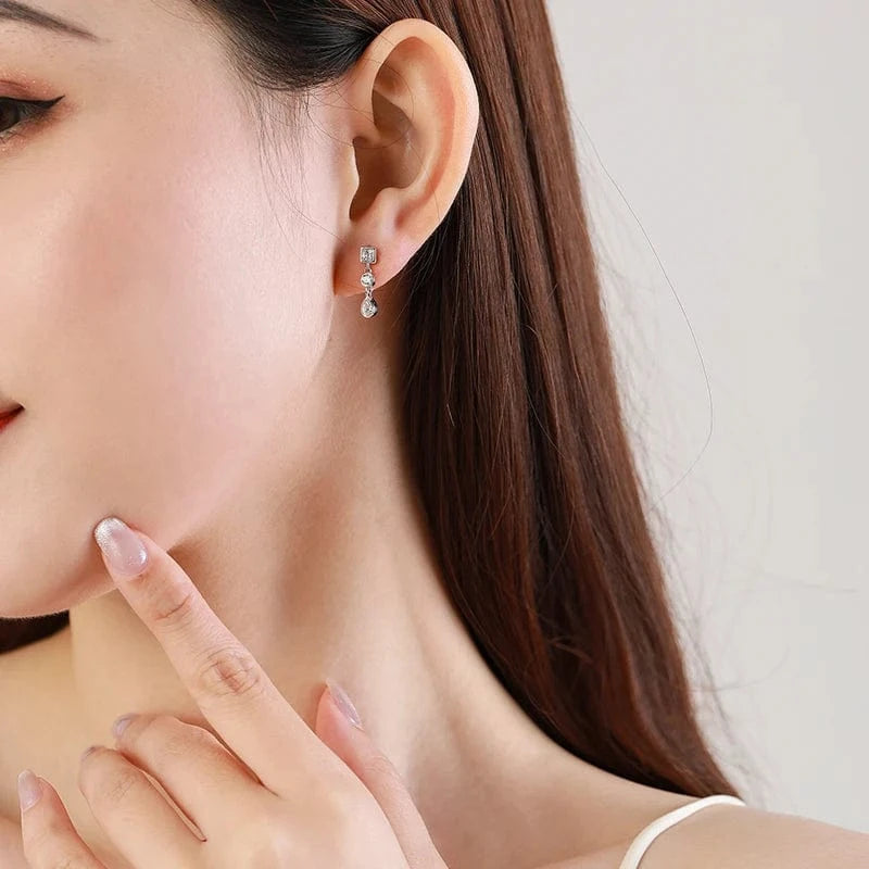 Wee Luxury Silver Earrings Geometric Zircon Earrings in Sterling Silver