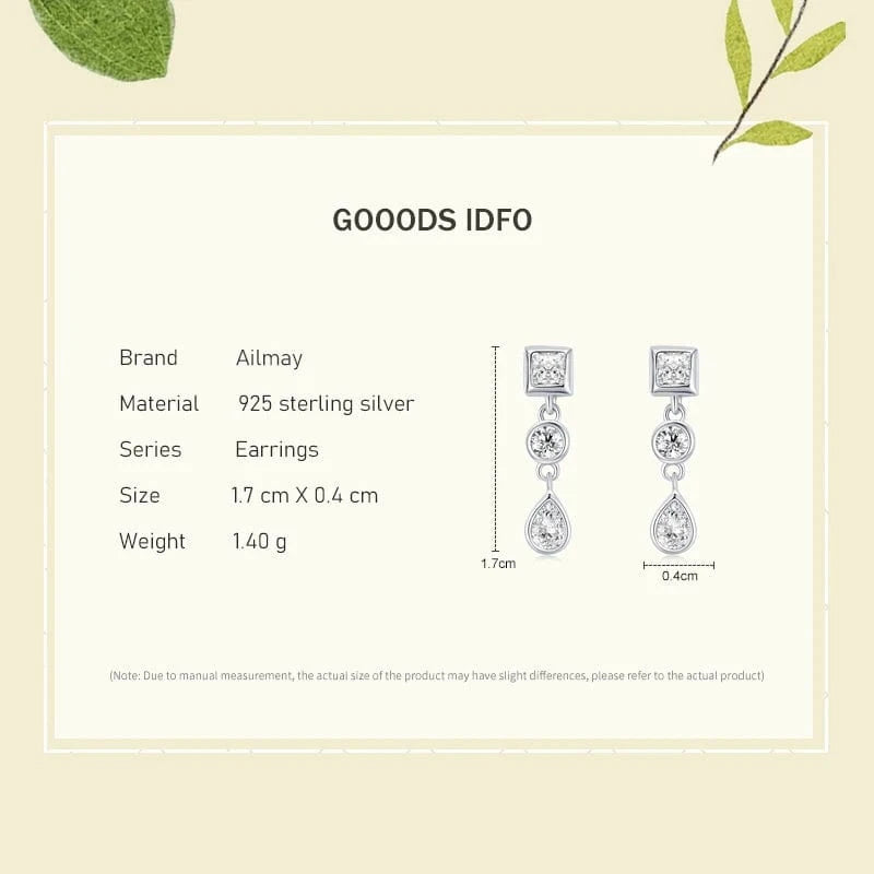 Wee Luxury Silver Earrings Geometric Zircon Earrings in Sterling Silver