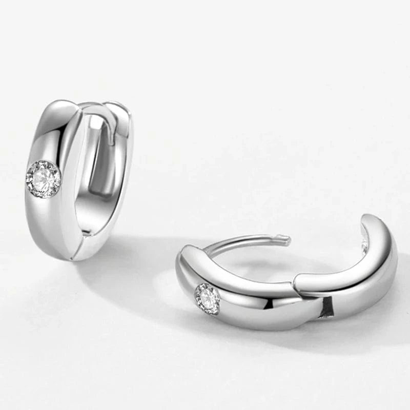 Wee Luxury Silver Earrings Minimalist Geometric Hoop Earrings in Silver