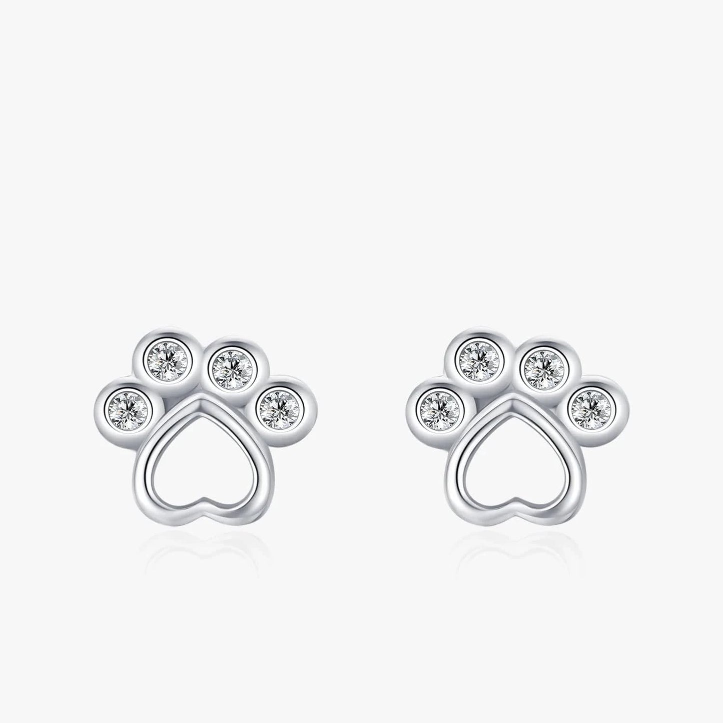 Wee Luxury Silver Earrings Pet Paw CZ Earrings in Sterling Silver