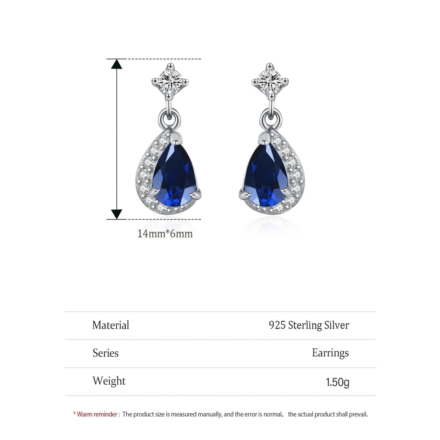 Wee Luxury Silver Earrings Retro Blue Zircon Earrings in Sterling Silver