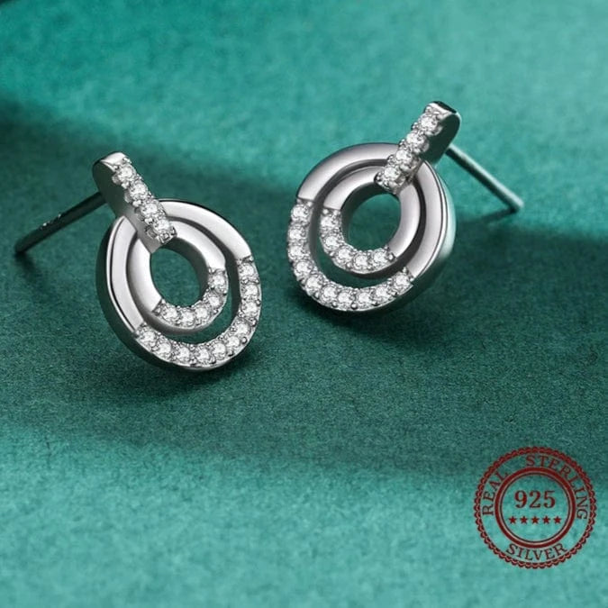 Wee Luxury Silver Earrings Round CZ Stud Earrings in Sterling Silver