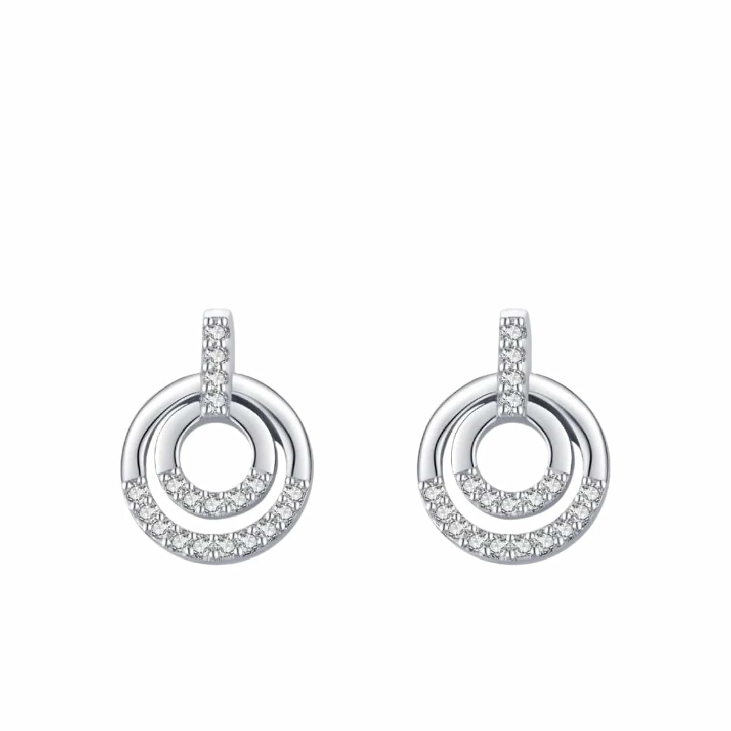 Wee Luxury Silver Earrings Round CZ Stud Earrings in Sterling Silver