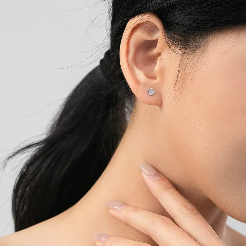 Wee Luxury Silver Earrings Simple CZ Round Stud Earrings in Sterling Silver