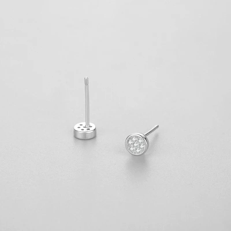 Wee Luxury Silver Earrings Simple CZ Round Stud Earrings in Sterling Silver
