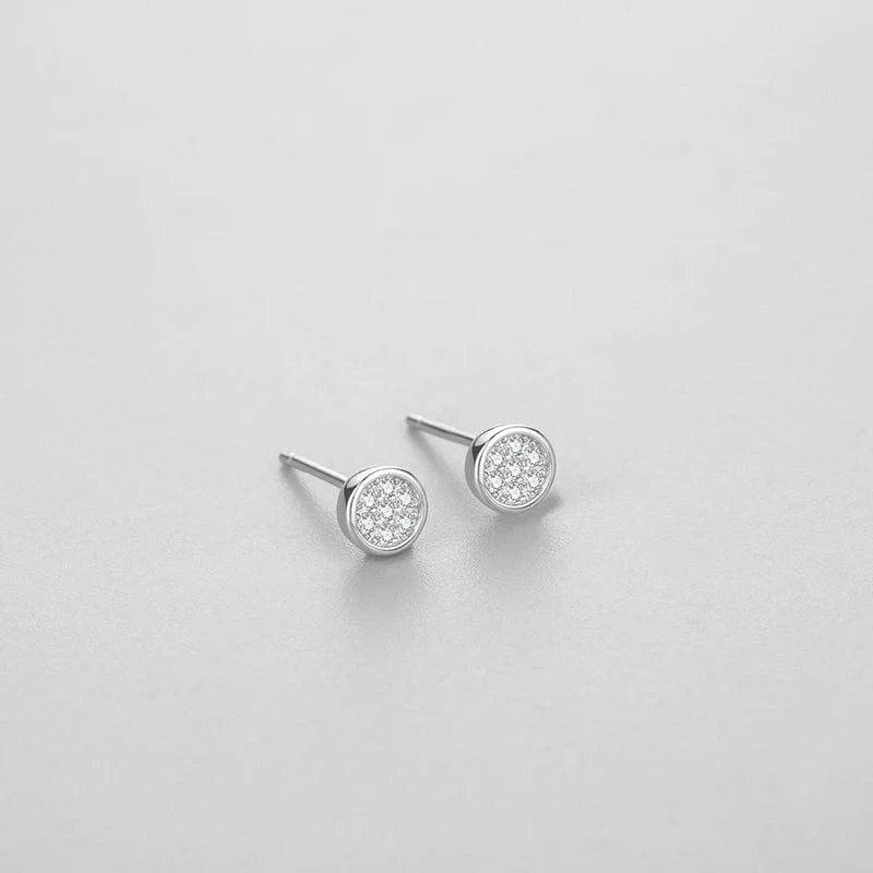 Wee Luxury Silver Earrings Simple CZ Round Stud Earrings in Sterling Silver
