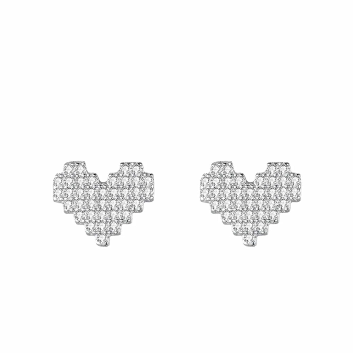 Wee Luxury Silver Earrings Sparkling Heart Earrings in Sterling Silver CZ