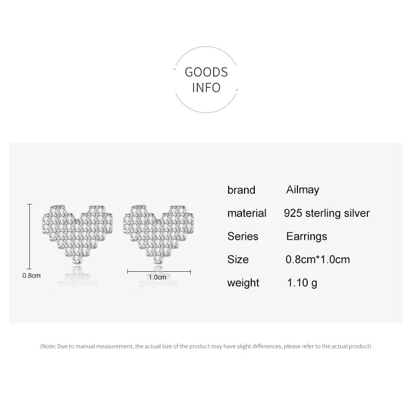 Wee Luxury Silver Earrings Sparkling Heart Earrings in Sterling Silver CZ