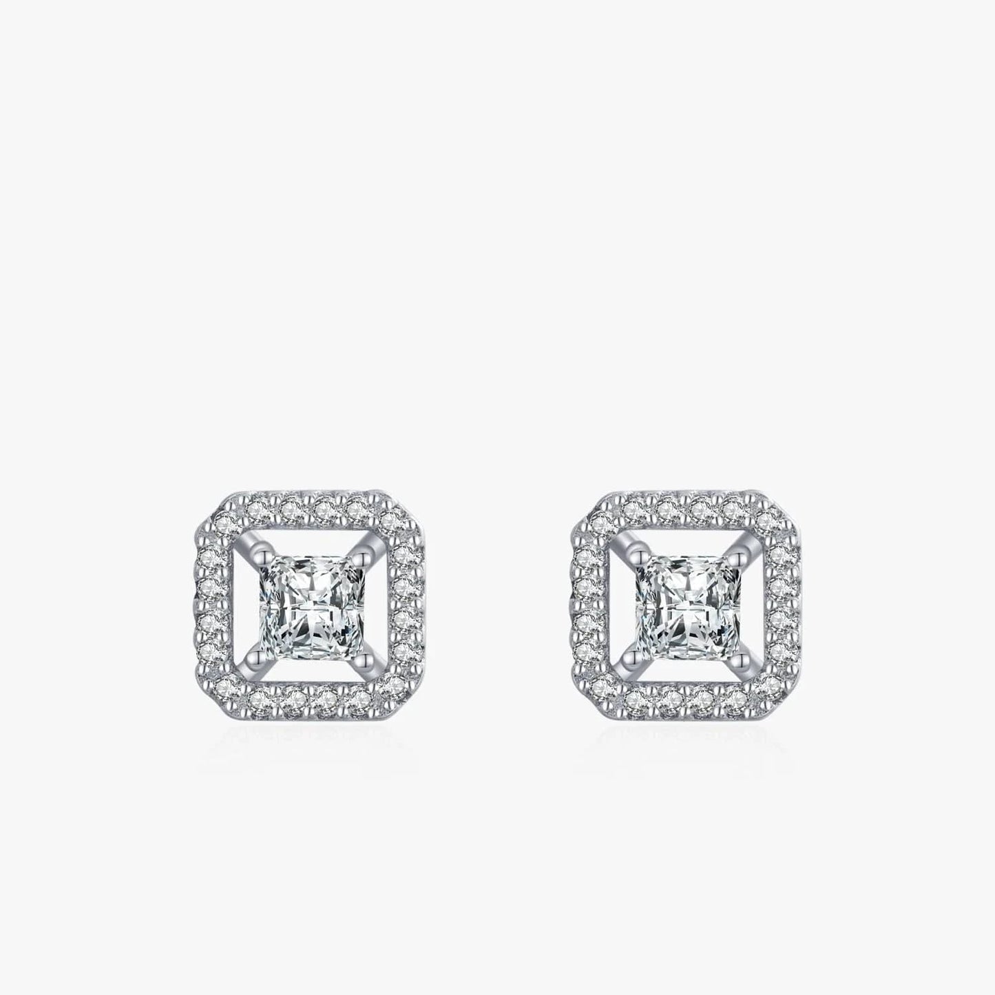 Wee Luxury Silver Earrings Square CZ Stud Earrings in Sterling Silver